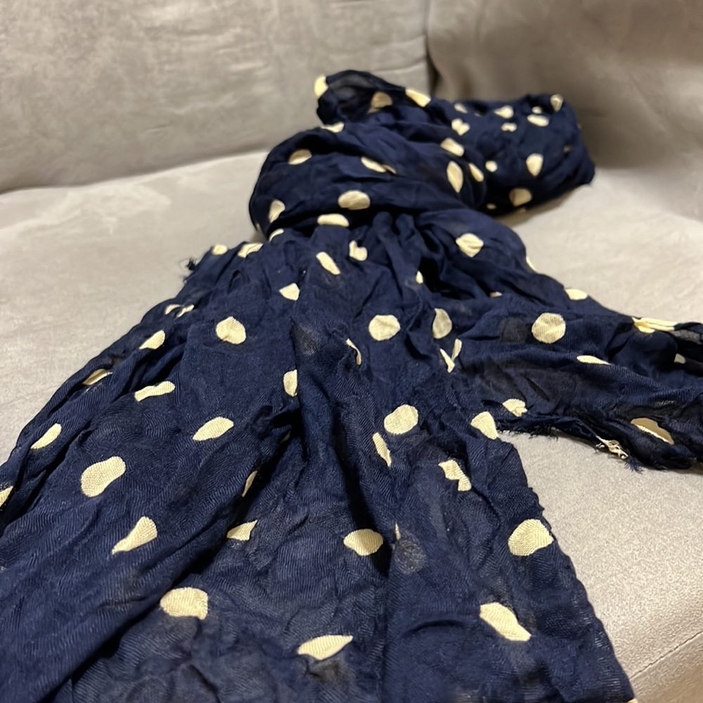 Deep blue podka scarf raw edges
